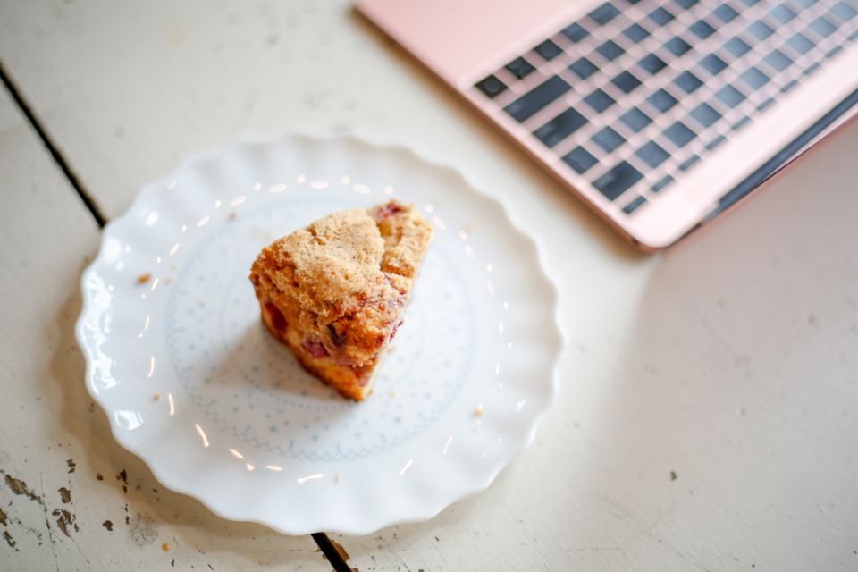 A scone on a white plate